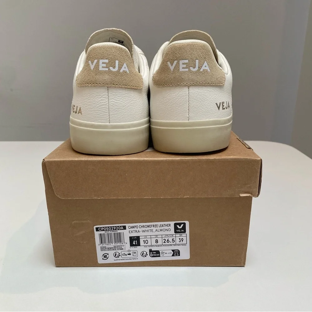 Veja Campo Leather Sneaker in White/Almond sz 41EU/10US New in Box - Picture 7 of 8
